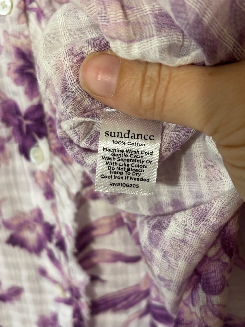 Sundance Lavender Purple & White Floral Gauzy Cotton Top, size XXL - Picture 9 of 13